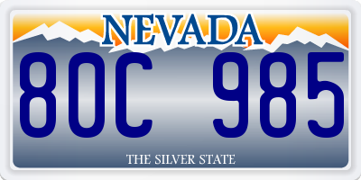 NV license plate 80C985