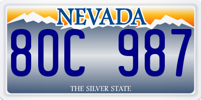 NV license plate 80C987