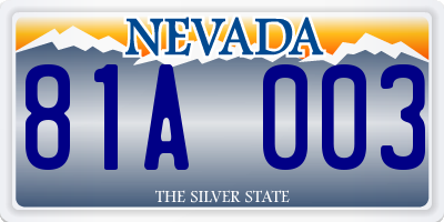 NV license plate 81A003