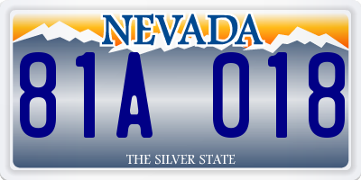 NV license plate 81A018