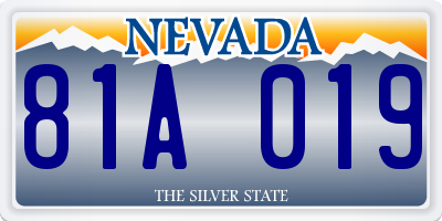 NV license plate 81A019