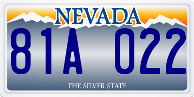 NV license plate 81A022