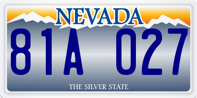 NV license plate 81A027