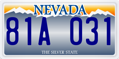 NV license plate 81A031