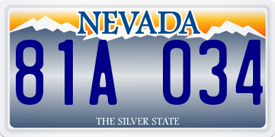 NV license plate 81A034