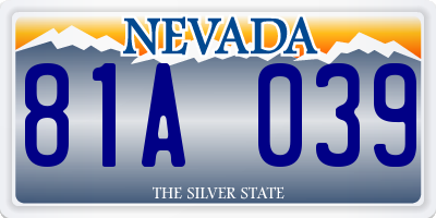 NV license plate 81A039