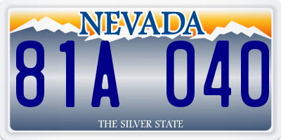 NV license plate 81A040