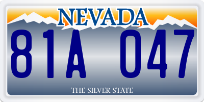 NV license plate 81A047