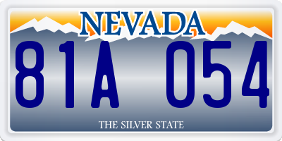 NV license plate 81A054