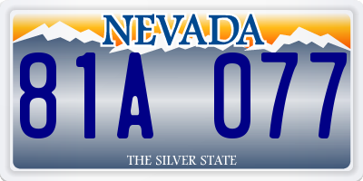 NV license plate 81A077