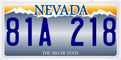 NV license plate 81A218