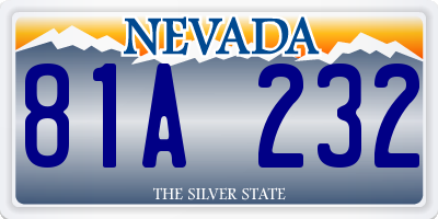 NV license plate 81A232