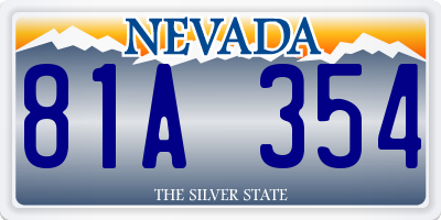 NV license plate 81A354