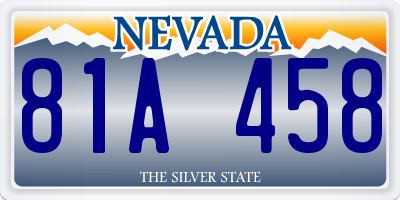 NV license plate 81A458