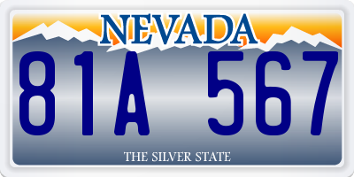 NV license plate 81A567