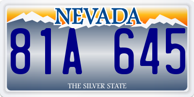 NV license plate 81A645