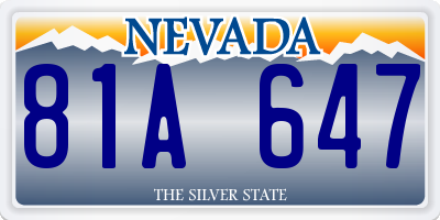 NV license plate 81A647