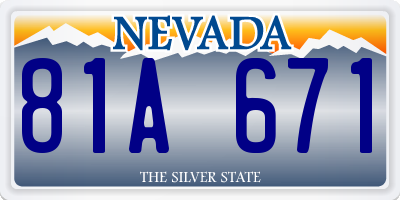 NV license plate 81A671