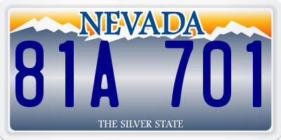 NV license plate 81A701