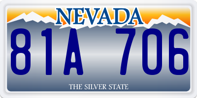 NV license plate 81A706