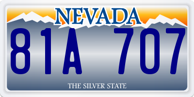 NV license plate 81A707