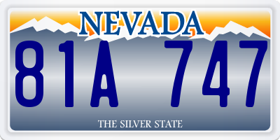 NV license plate 81A747