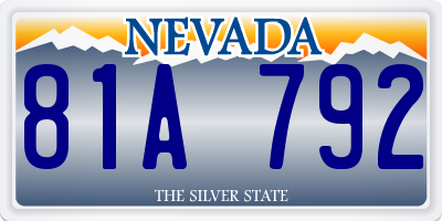 NV license plate 81A792
