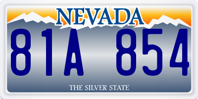 NV license plate 81A854