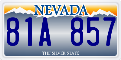 NV license plate 81A857