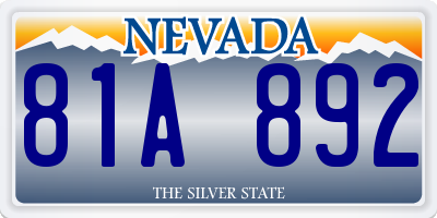 NV license plate 81A892