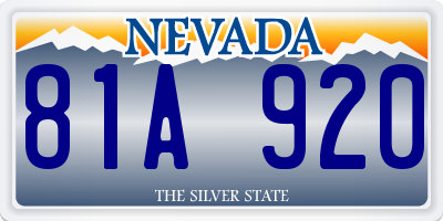 NV license plate 81A920