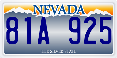 NV license plate 81A925