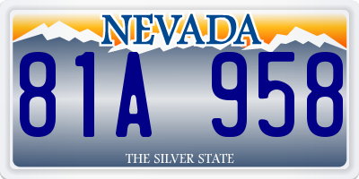 NV license plate 81A958