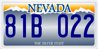 NV license plate 81B022