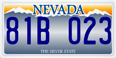 NV license plate 81B023