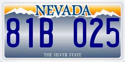 NV license plate 81B025