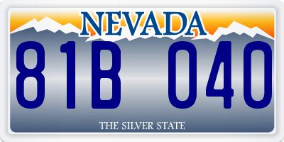 NV license plate 81B040