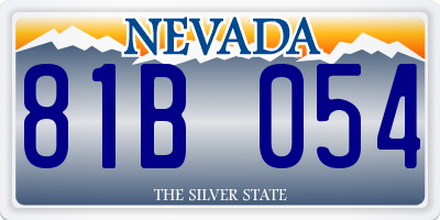 NV license plate 81B054