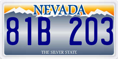 NV license plate 81B203