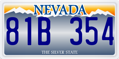 NV license plate 81B354