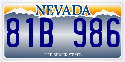 NV license plate 81B986