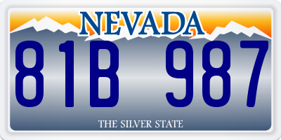 NV license plate 81B987