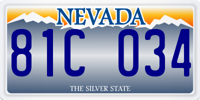 NV license plate 81C034