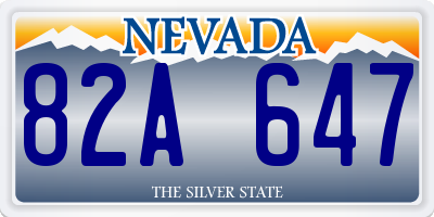 NV license plate 82A647