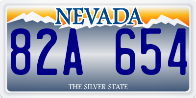 NV license plate 82A654