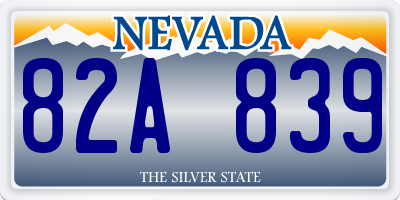 NV license plate 82A839