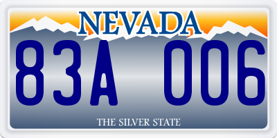 NV license plate 83A006