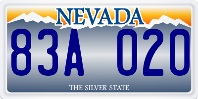 NV license plate 83A020