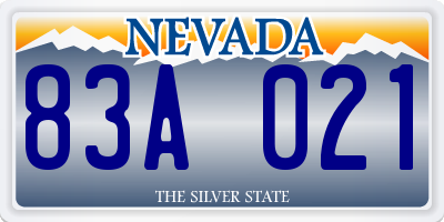 NV license plate 83A021