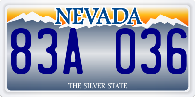 NV license plate 83A036